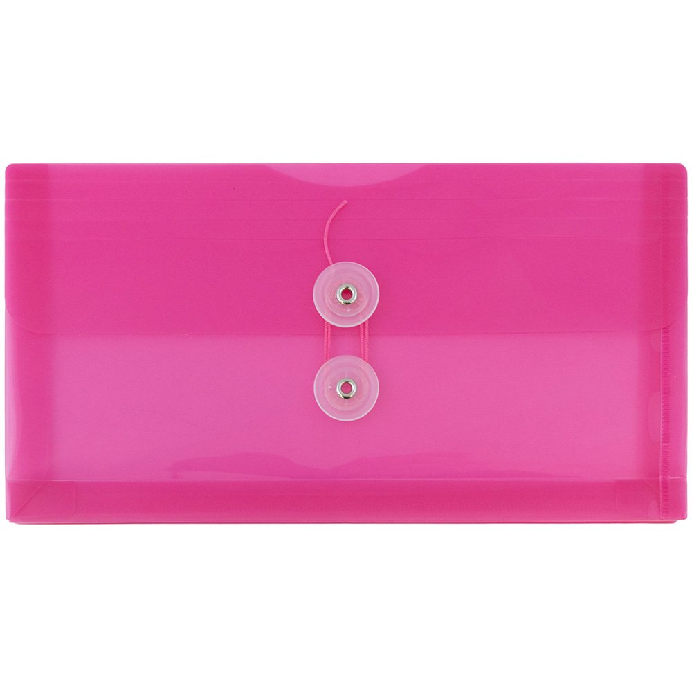 JAM PAPER #10 Plastic Envelopes with Button Closure - 5.25x10 in - 12 Pack for Business Documents