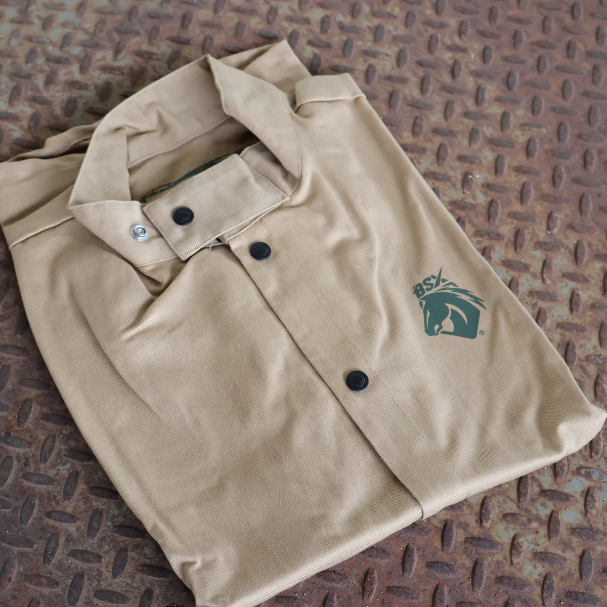 Black Stallion FR Welding Jacket - Flame Resistant Workwear for Men, Khaki Color (BXTN9C) - Ideal for Metalworking, Construction & Industrial Safety