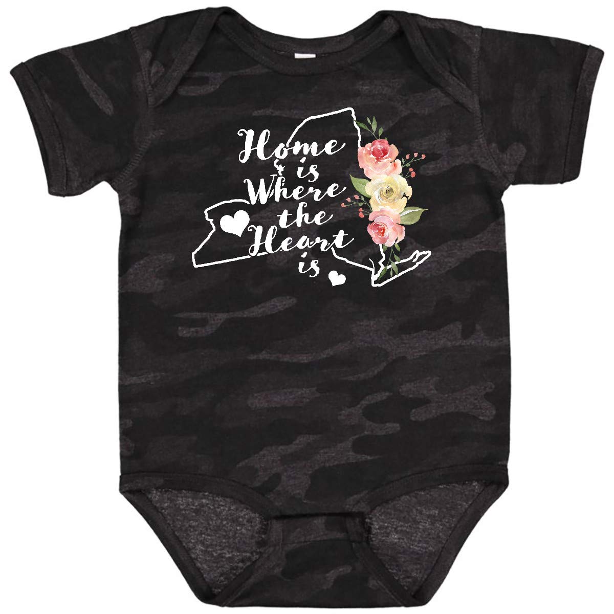 Inktastic New York Home is Where The Heart is Watercolor Baby Bodysuit - Soft Cotton Infant Bodysuit for Boys & Girls, Cute New York Themed Baby Gift for Showers & Birthdays