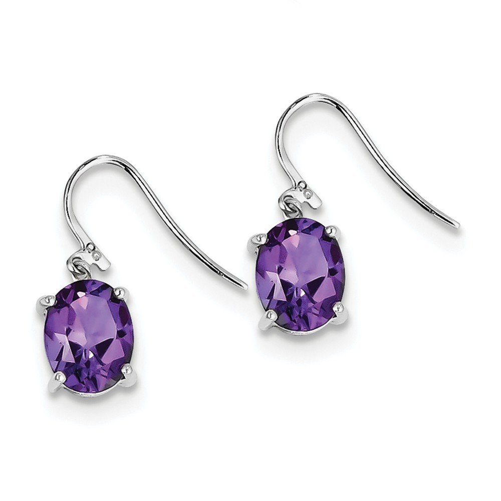 Sterling Silver Rhodium Plated Amethyst Wire Wrap Earrings for Women - Elegant Dangle Earrings for Parties, Weddings & Everyday Wear