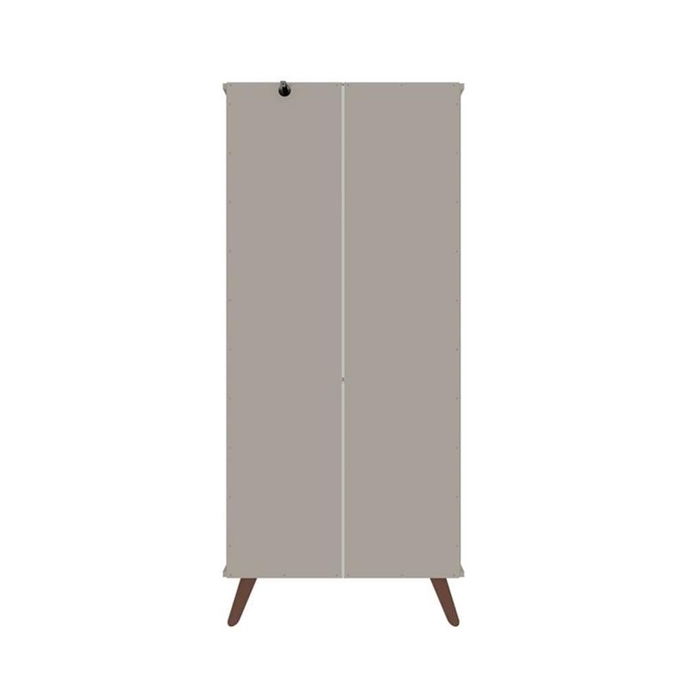 Manhattan Comfort Hampton 26.77-Inch Display Cabinet with 6 Adjustable Shelves & Solid Wood Legs in Off White - Perfect for Living Room, Dining Room, or Office Storage & Display
