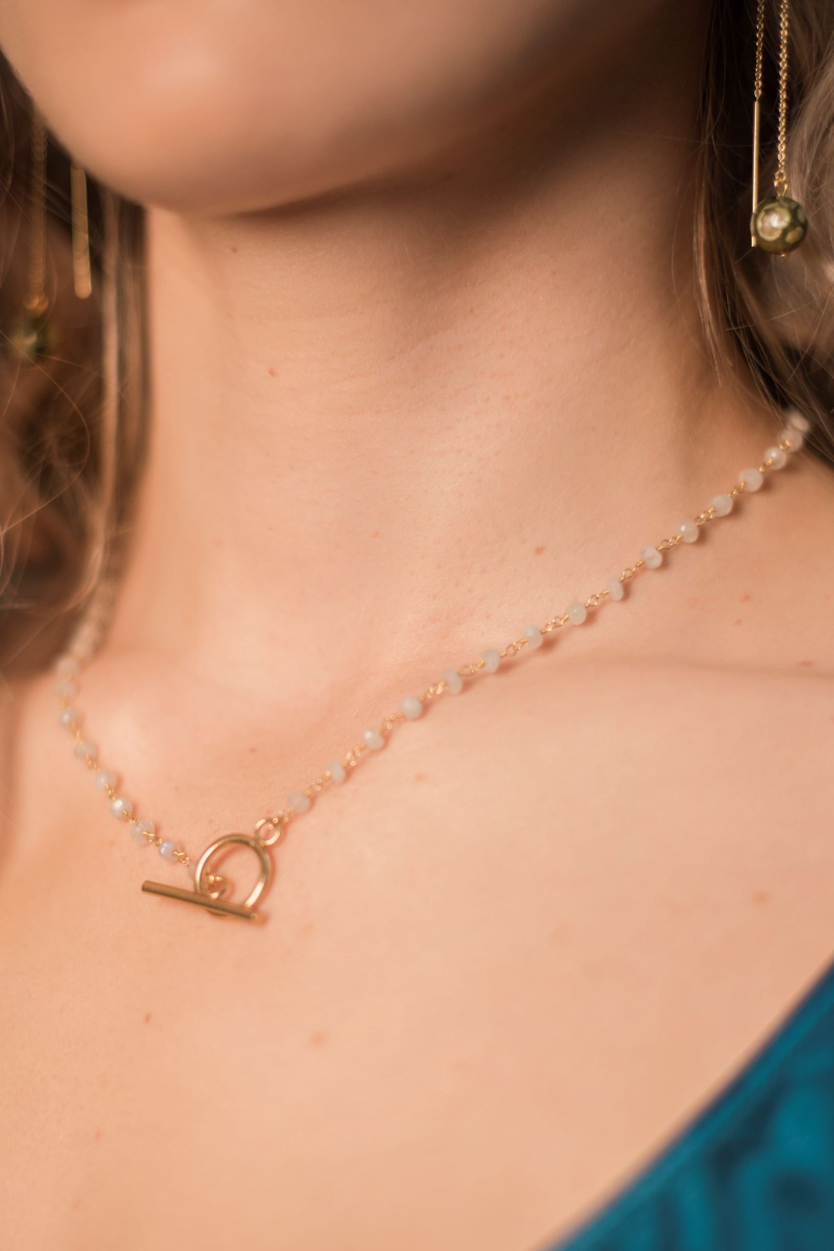 Lebialem Highland Moonstone Lariat Necklace - Elegant Handmade Gemstone Jewelry for Women | Perfect for Weddings, Parties & Special Occasions