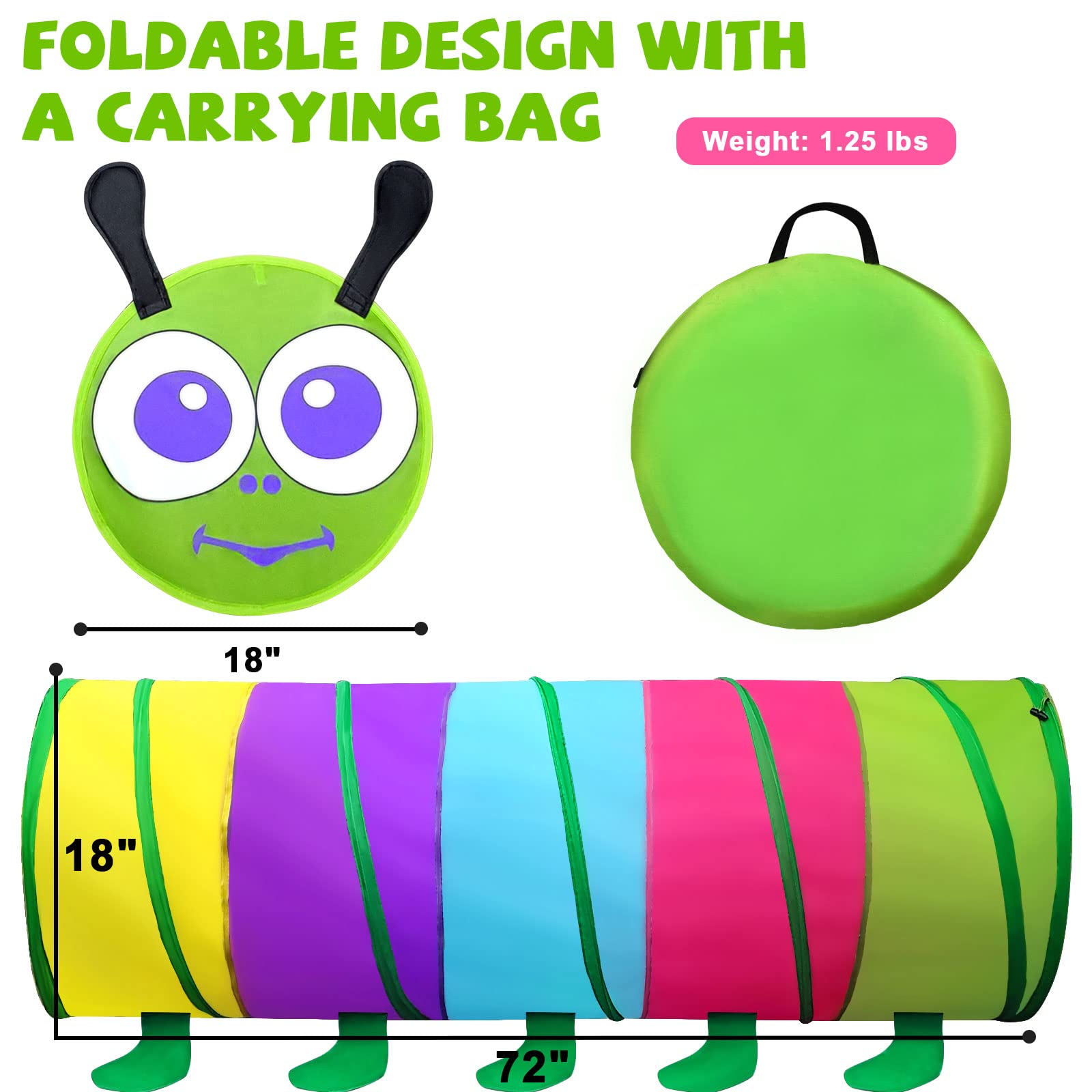 Best Kids Play Tunnel for Toddlers 1-3 Years | 6FT Pop Up Crawling Toy for Boys & Girls | Indoor/Outdoor Baby Activity Tunnel | Perfect Birthday Gift for 1-4 Year Olds | Great for Playtime, Parties & Pet Fun