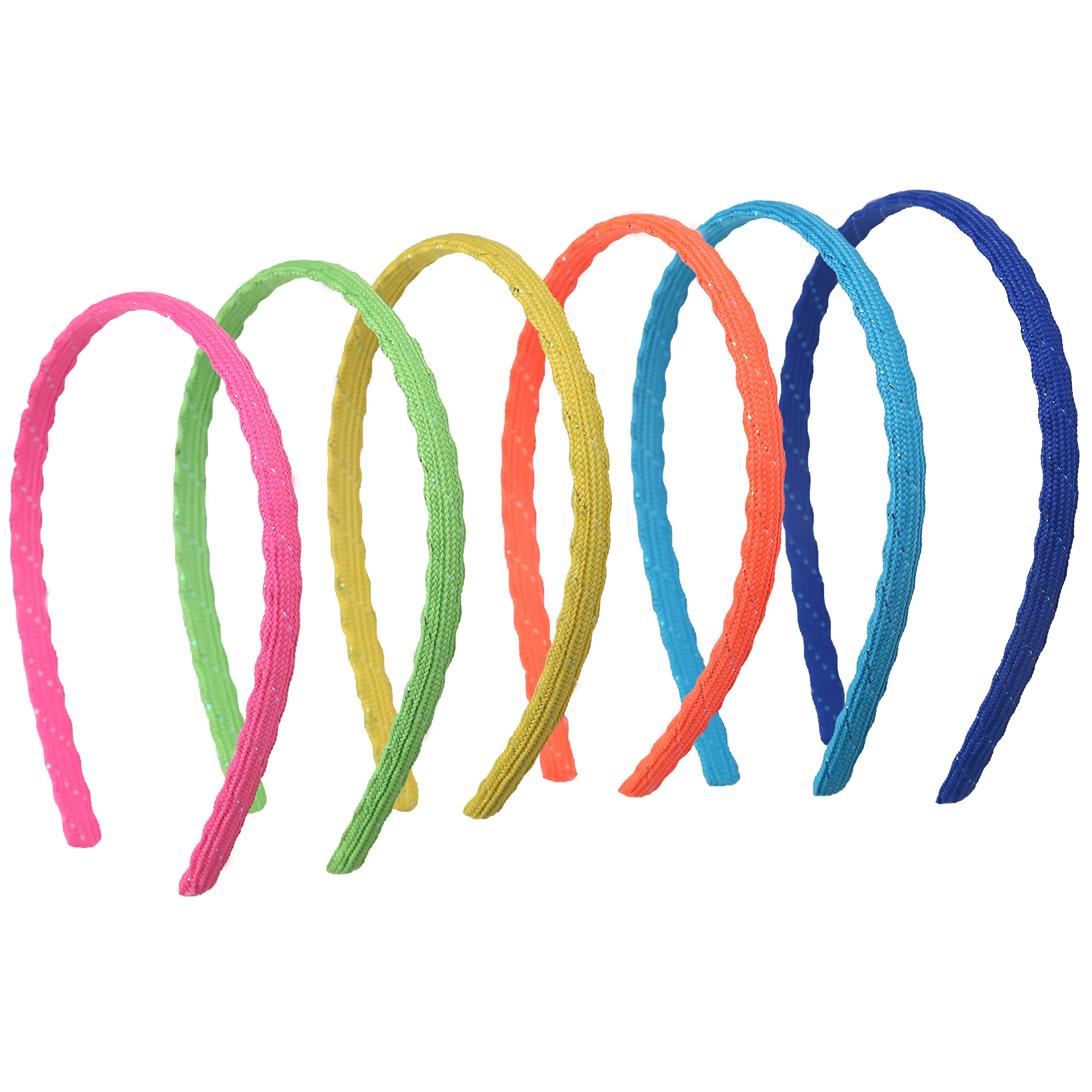 6 Pack Rainbow Sequined Knitted Headbands for Girls - Non-Slip Hair Accessories for Baby & Kids (6 Bright Colors) | Perfect for School, Parties & Daily Wear
