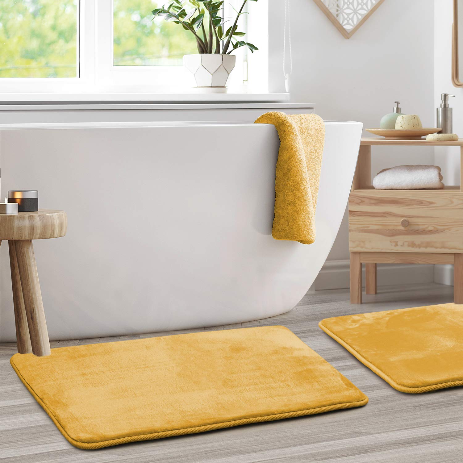 Clara Clark Memory Foam Bath Mat Set of 2 - Ultra Soft Non-Slip Bathroom Rug, Super Absorbent & Fast Drying, 20