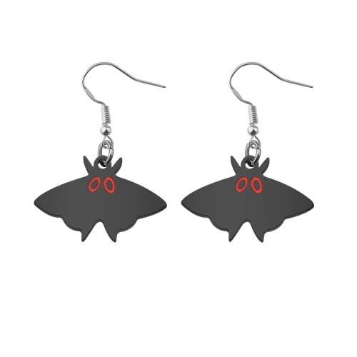 FAADBUK Mothman Lover Gift - Unique Mothman Earrings for Women, Gothic Moth Insect Jewelry, Witchy Spooky Monster Accessories, Creepy Weird Funky Halloween Gifts - Perfect for Halloween Parties, Cosplay & Alternative Fashion Lovers