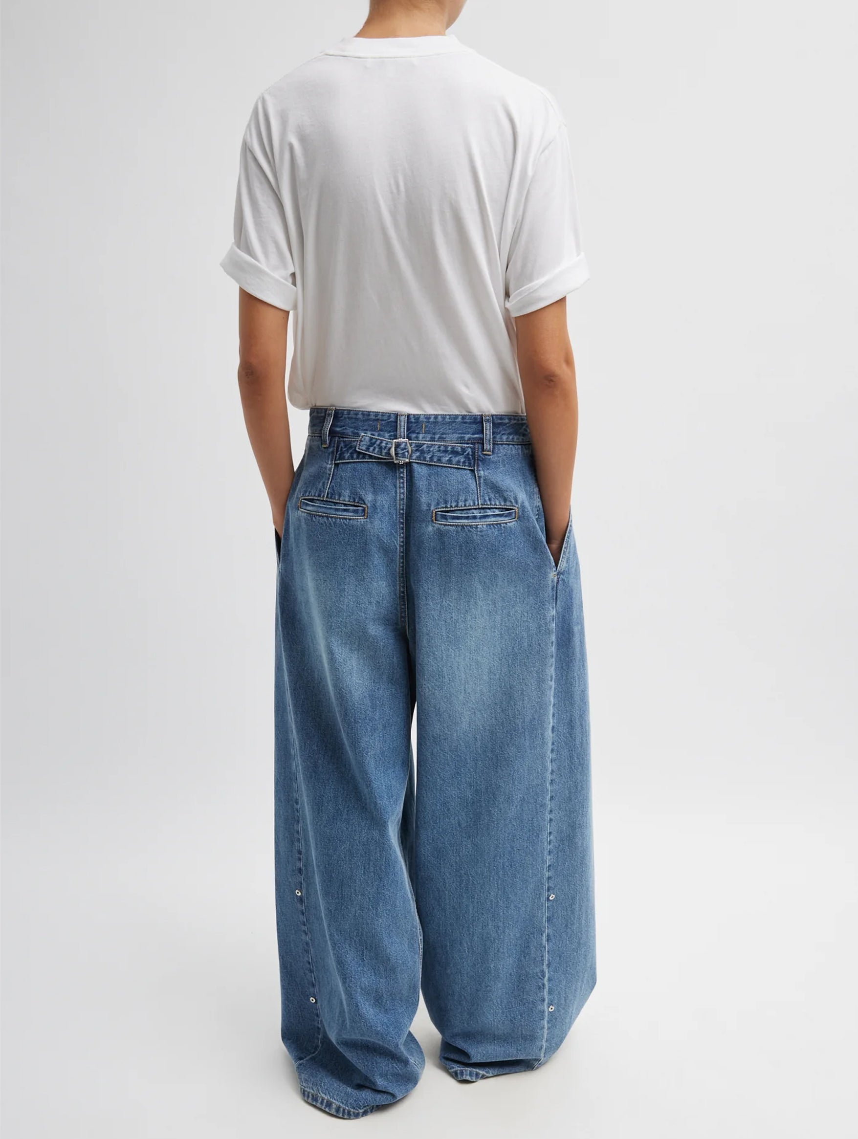 Spring Denim Regular Triple Pleat Pants in Classic Blue | Women's Casual Trousers for Office, Travel & Everyday Wear