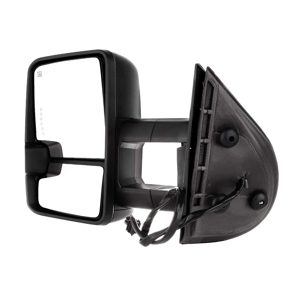 OCPTY Power-Adjusted Heated Towing Mirrors with Turn Signal - Black Housing (Left & Right) - Compatible with 2007-2013 Chevy Avalanche 1500, Suburban 1500/2500, Tahoe & GMC Yukon - Perfect for Towing, Camping & Off-Road Adventures