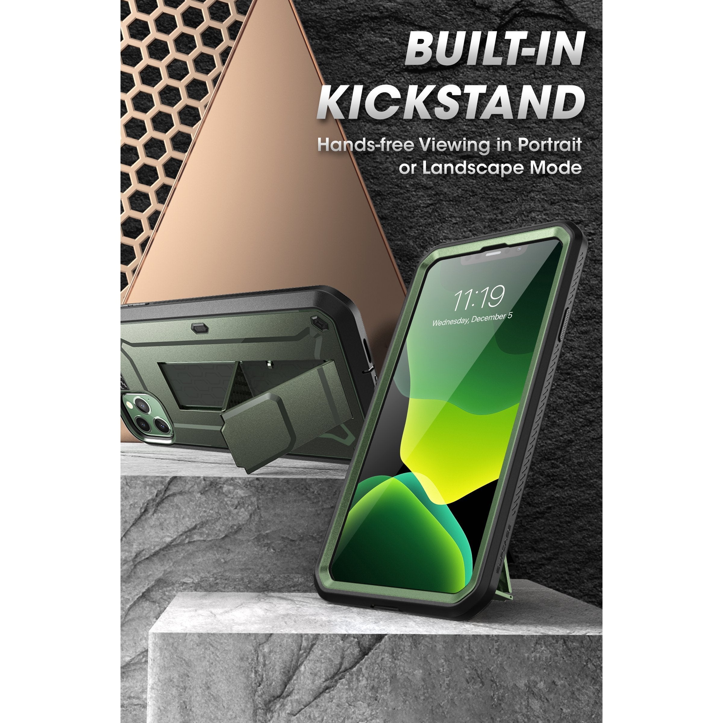 Apple iPhone 11 Pro Max 6.5 Inch Unicorn Beetle Pro Series Rugged Protective Case - Shockproof & Drop Proof with Built-in Screen Protector - Metallic Green - Perfect for Outdoor, Work & Extreme Sports