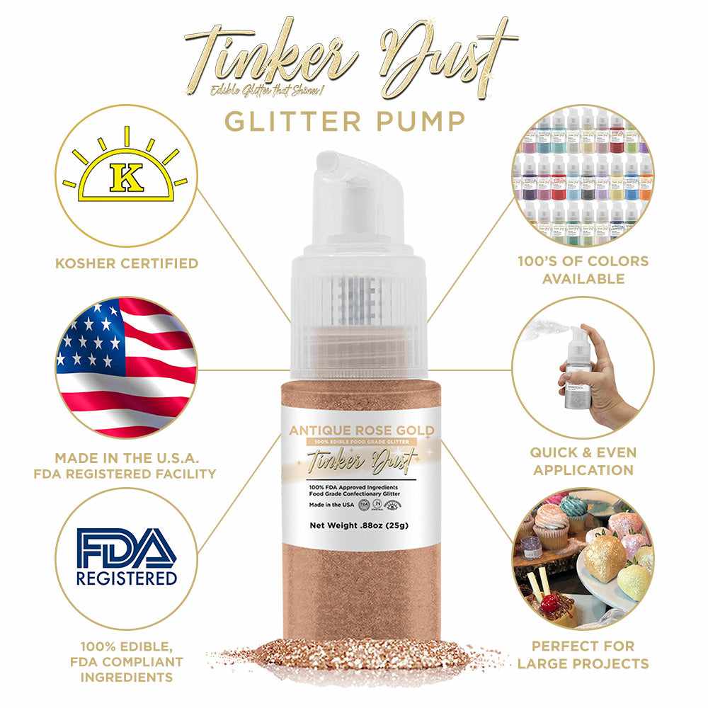 Antique Rose Gold Tinker Dust® Glitter Spray - Bulk Wholesale for DIY Crafts, Nail Art & Cosmetics | Private Label Packaging for Salons & Events
