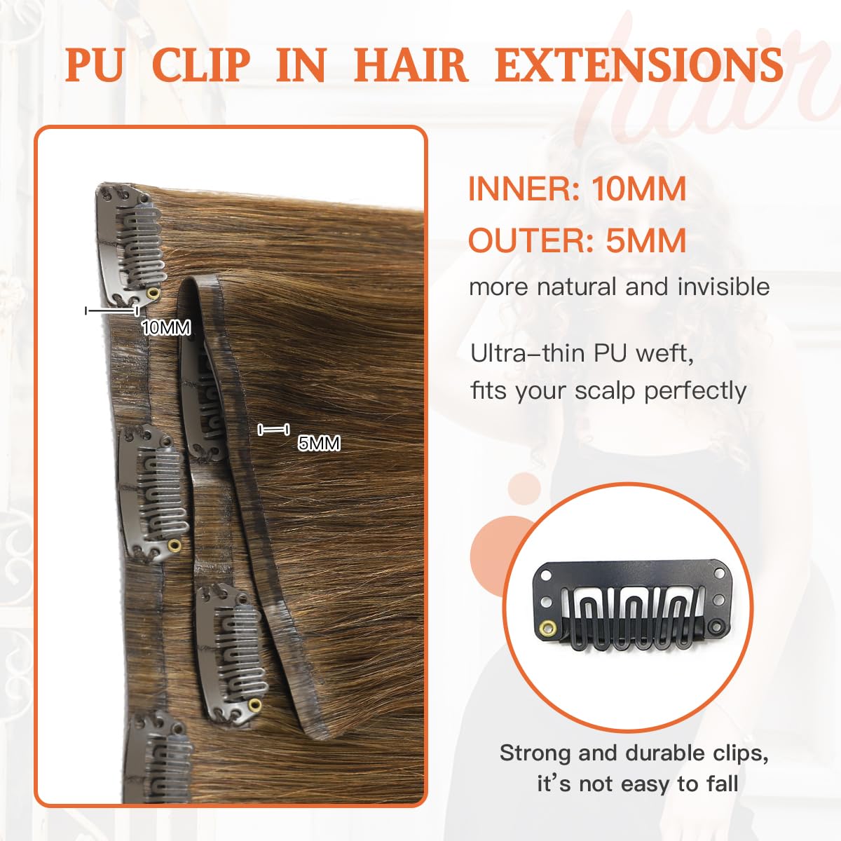 Premium 100% Human Hair Clip-In Extensions - Silky Straight Hair Extensions for Length & Volume | Perfect for Parties, Weddings & Everyday Styling