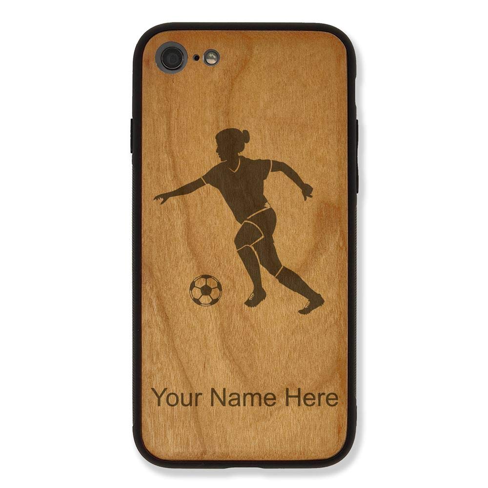 Custom Engraved Soccer Player iPhone 7/8 Case - Premium Cherry Wood Protective Cover for Women | Perfect Gift for Athletes & Soccer Fans (Sports Events, Work, Travel)