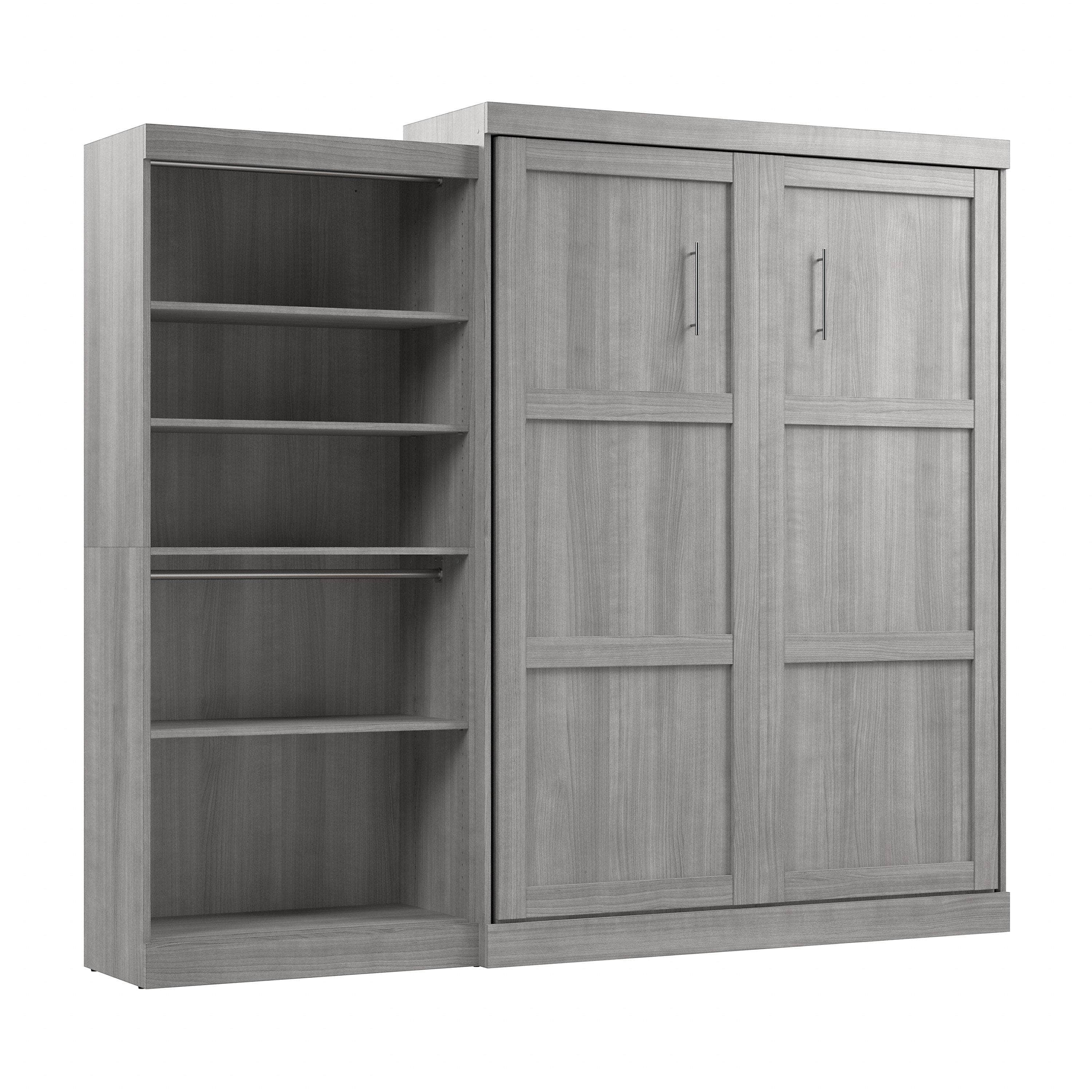 Pur Queen Murphy Wall Bed with Closet Organizer (101W) - 7 Color Options | Space-Saving Wall Bed for Small Apartments, Guest Rooms & Home Offices
