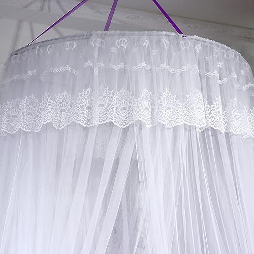Elegant Pink Mosquito Net Bed Canopy with Lights - Round Dome Bed Curtain for Bedroom Decoration, Perfect for Romantic Nights & Boho Chic Home Decor