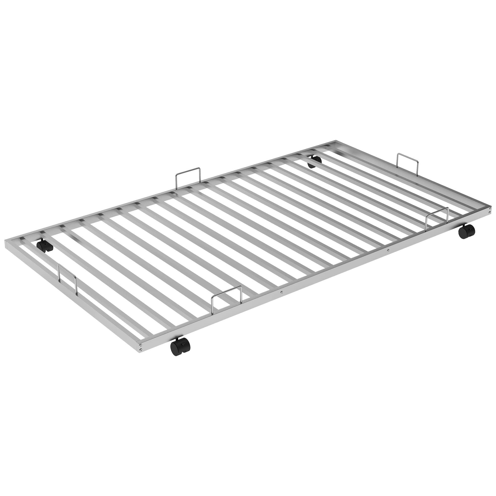 Twin Over Full Bunk Bed with Trundle - Heavy Duty Metal Bunk Bed Frame with 2 Ladders & Safety Guardrail for Kids, Teens & Adults (3 Beds, Silver) - Perfect for Small Bedrooms, Guest Rooms & Vacation Homes