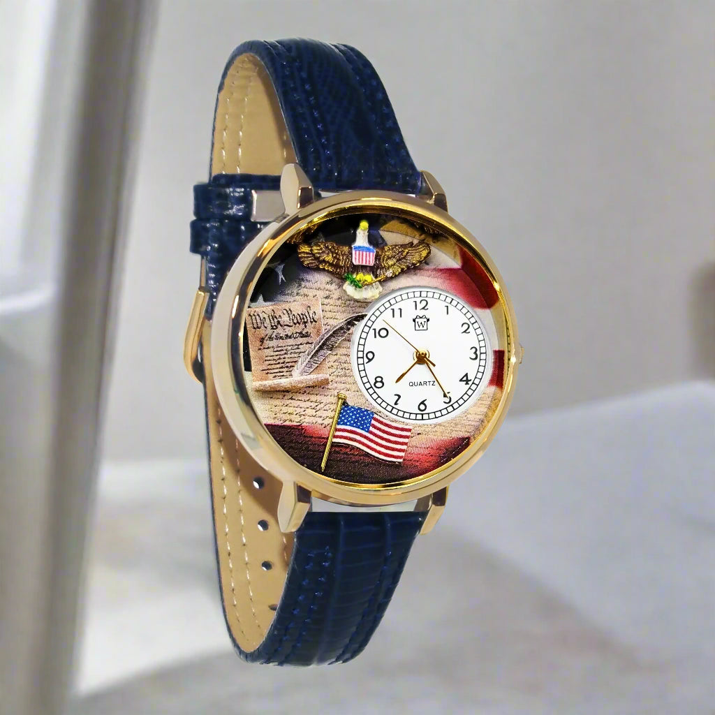 Patriotic US Constitution 3D Watch - American Flag Design Men's Wristwatch - Perfect for 4th of July, Veterans Day & Political Events