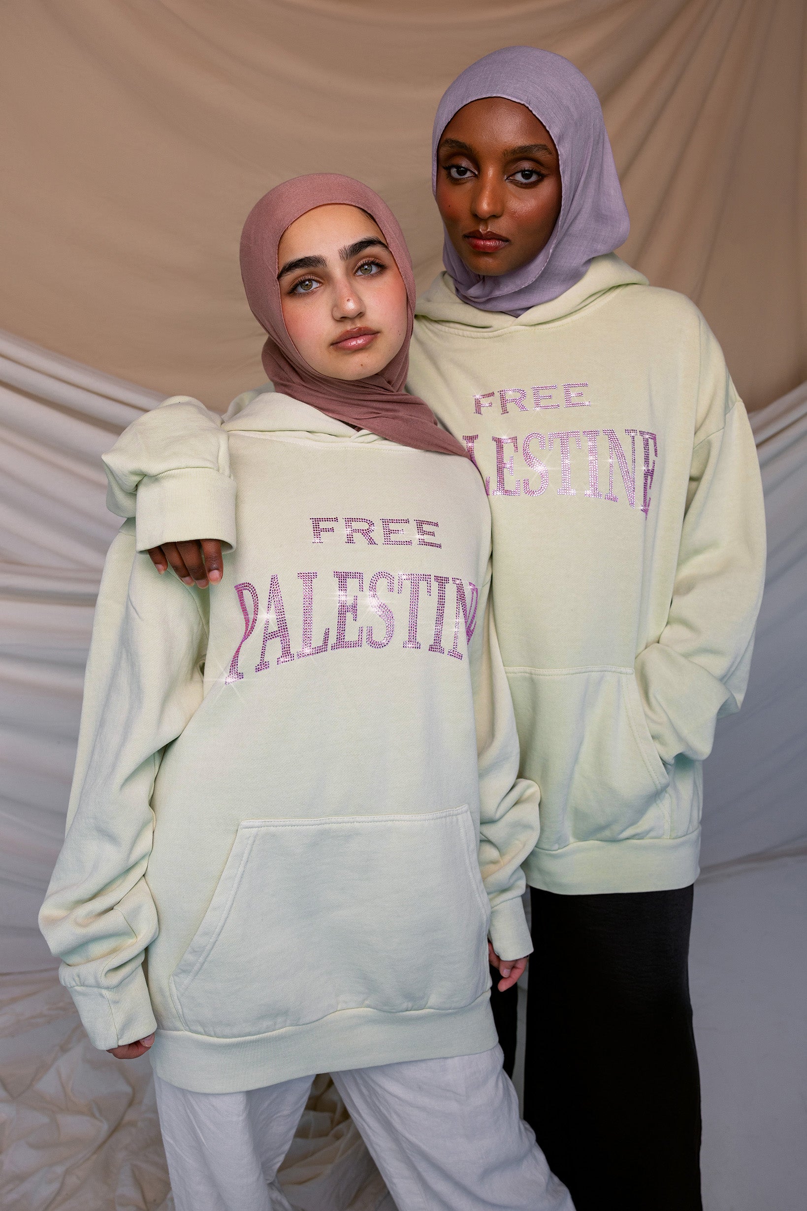 Free Palestine Pink Rhinestone Hoodie - Stylish Protest Sweatshirt for Women & Men | Casual Wear & Solidarity Support
