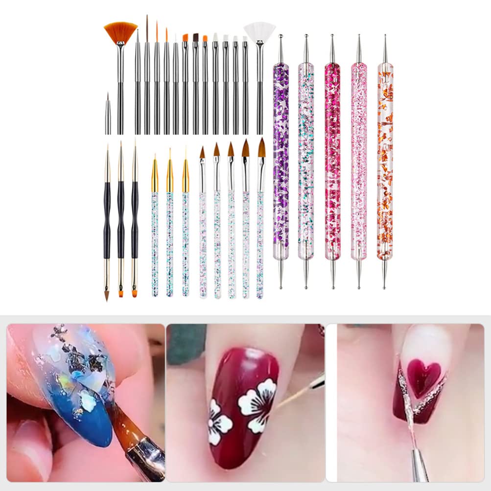Professional Nail Art Brush Set - Round Acrylic Nail Brush & Painting Pen for 3D Nail Design, Perfect for Salon & Home Manicure, Portable Nail Tools for DIY Nail Art, Includes Plastic Eyeliner Brush (Great for Beginners & Professionals) - Ideal for Gel Polish, Acrylic Nails & Nail Extension Application