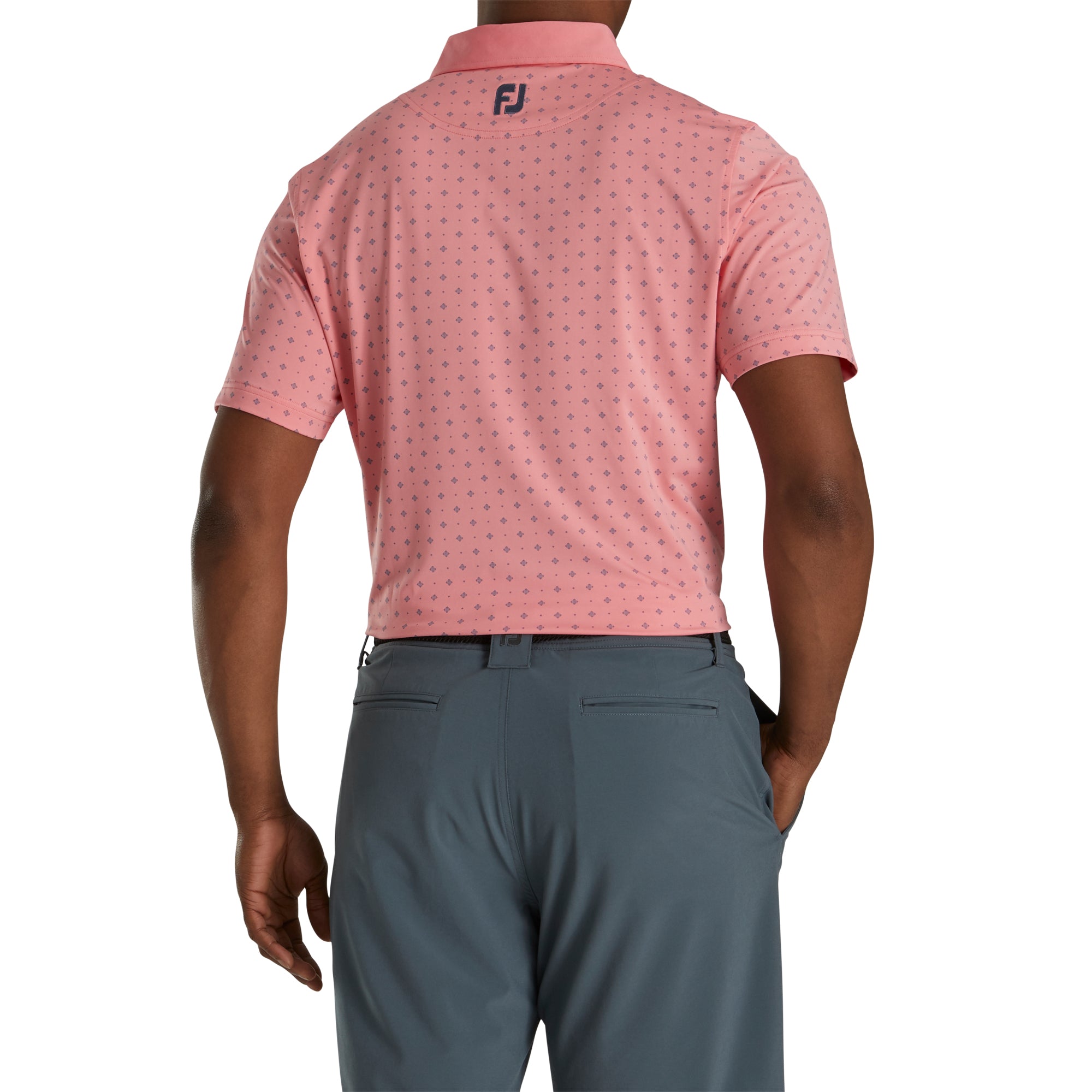 FootJoy Men's Athletic Fit Deco Print Coral Golf Polo Shirt - Breathable & Moisture-Wicking for Comfort on the Golf Course