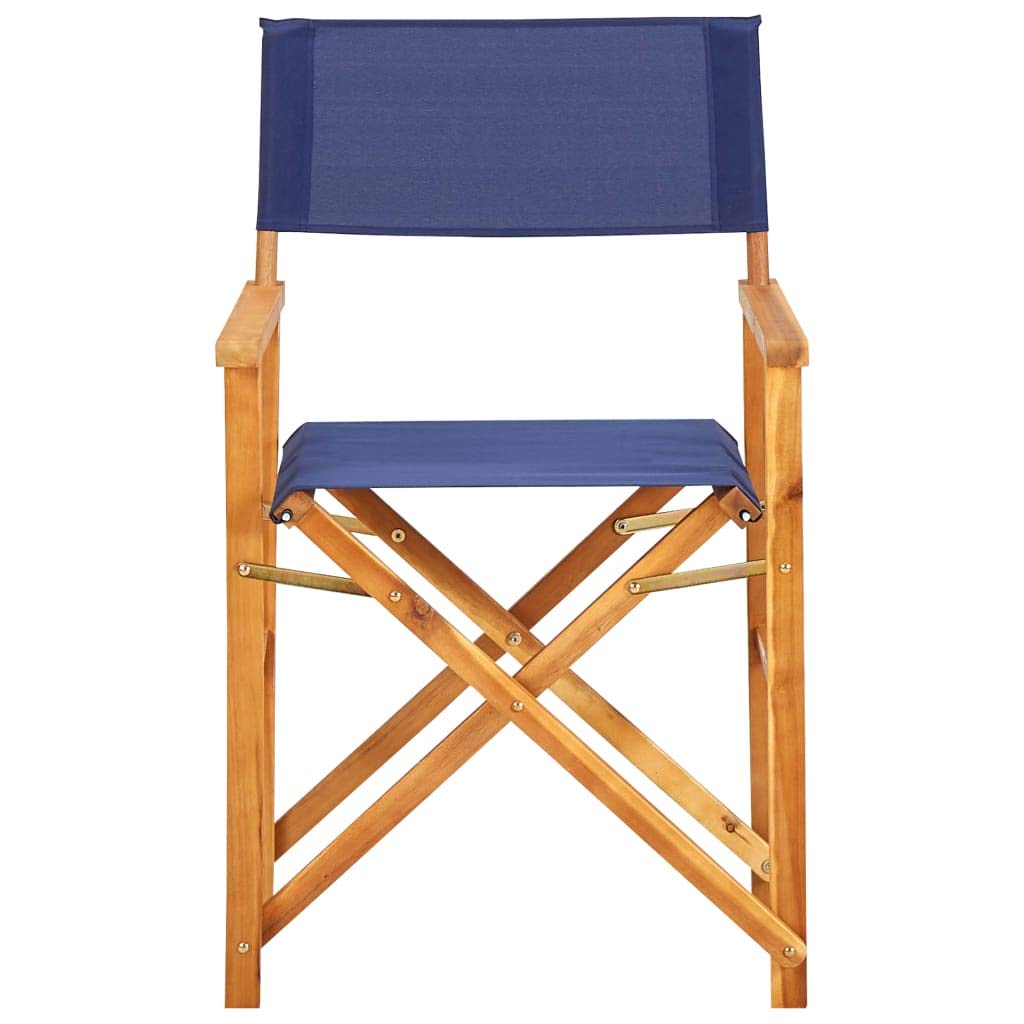Bamboo Folding Director Chair with Canvas Seat & Backrest - Portable Collapsible Camping Chair for Picnic, Balcony, Garden - Indoor & Outdoor Furniture (Wood & Blue) | Perfect for Camping, Beach, Patio, and Backyard Relaxation