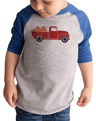7 Ate 9 Apparel Kids Pumpkin Truck Graphic T-Shirt - Cute Fall Outfit for Boys & Girls - Perfect for Halloween, Thanksgiving and Autumn Activities