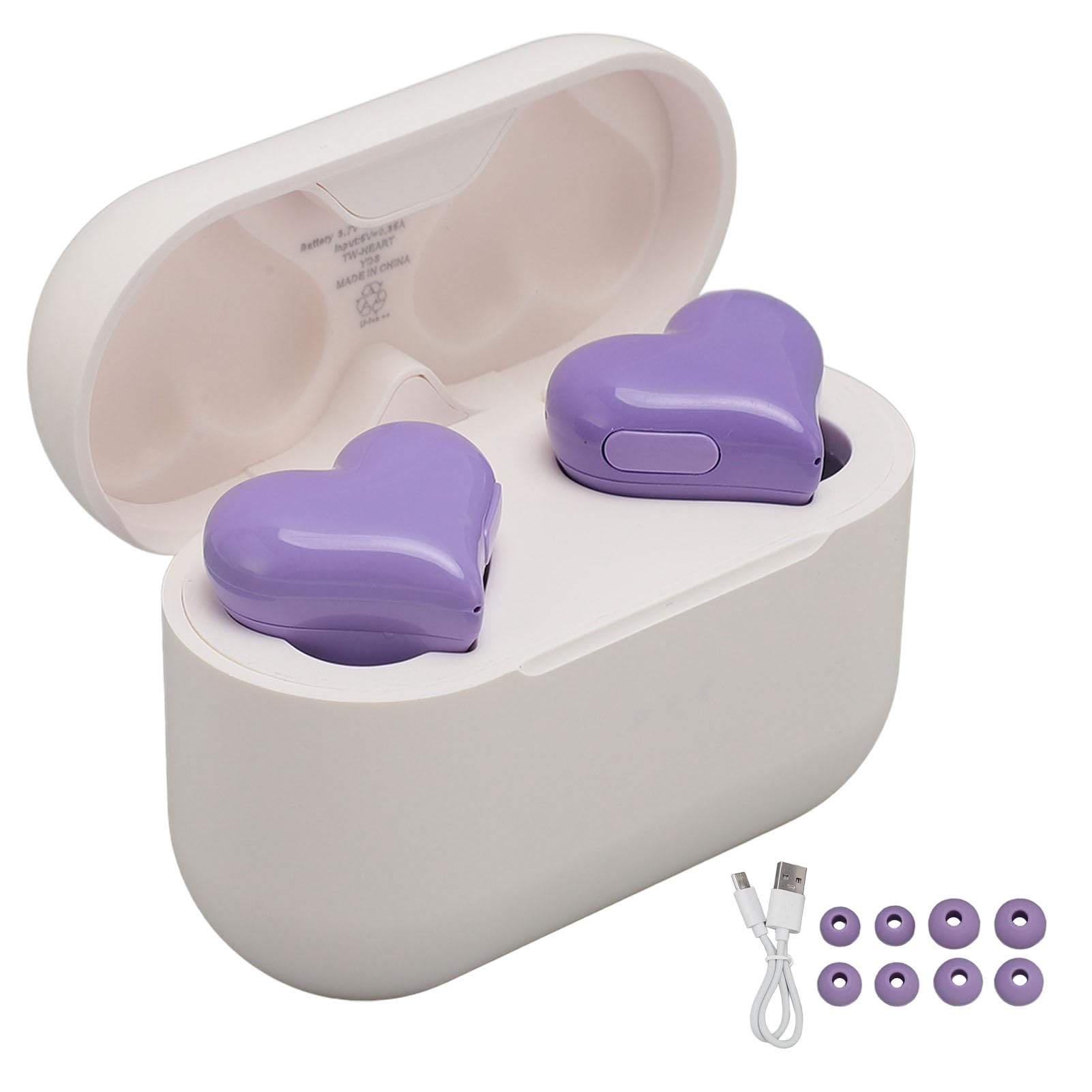 Heart Shaped Wireless Earbuds with Charging Case - HiFi Stereo Sound, Bluetooth 5.3, IPX5 Waterproof - Perfect for Women & Girls (Purple) | Great for Workouts, Running, Yoga & Daily Commute