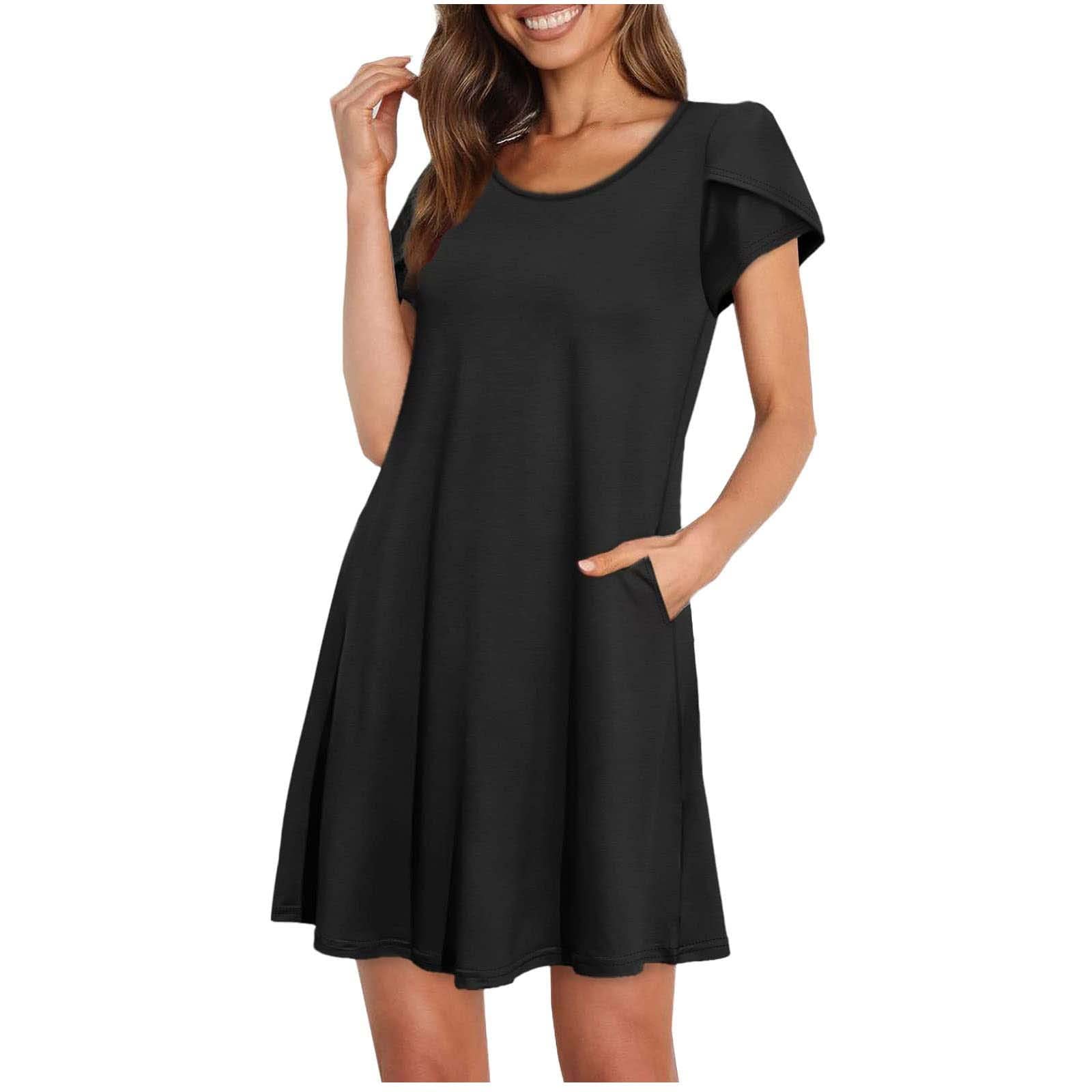 Elegant Women's Summer Dress with Petal Sleeves - Lightweight Flowy Midi Dress for Casual Wear | Perfect for Beach, Vacation & Outdoor Events