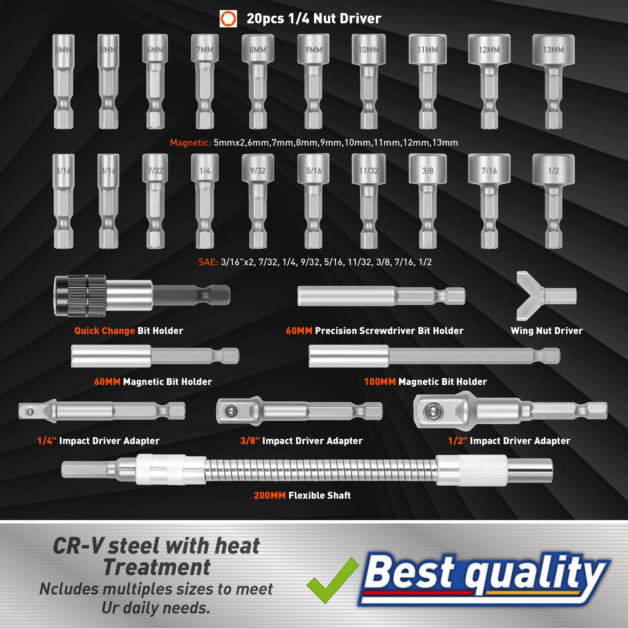 Amartisan 258-Piece Ultimate Screwdriver Bit Set - Chrome Vanadium Steel Security Bits with Holder & Nut Drivers - Professional Tool Kit for Home Repair, DIY Projects & Automotive Maintenance (Orange)