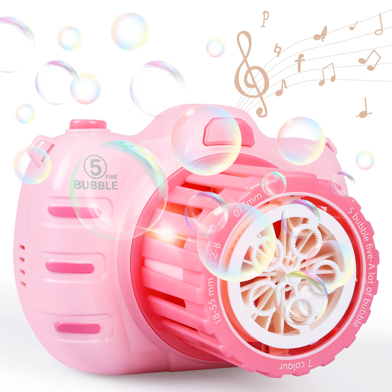 Best Bubble Machine for Kids - Automatic Bubble Blower with Lights & Music, Includes Bubble Solution - Fun Indoor/Outdoor Party Toy for Ages 3-8 - Perfect for Birthday Parties, Backyard Play & Summer Activities (Gift for Boys & Girls)