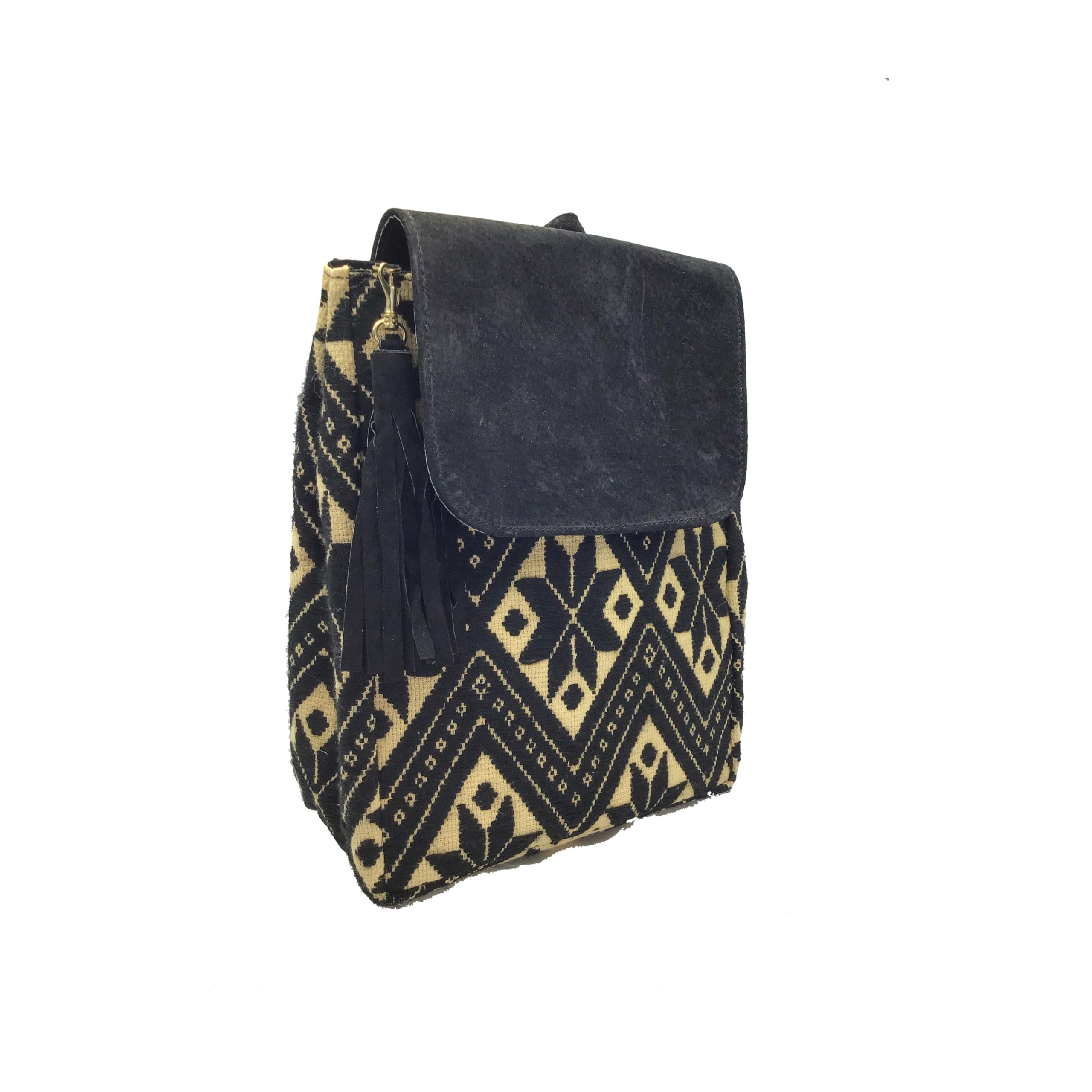Handmade 'María' Leather Backpack with Mexican Embroidery - Unique Black Artisan Bag by Jühue Artesanal | Perfect for Travel, Work & Everyday Use | Made in Mexico