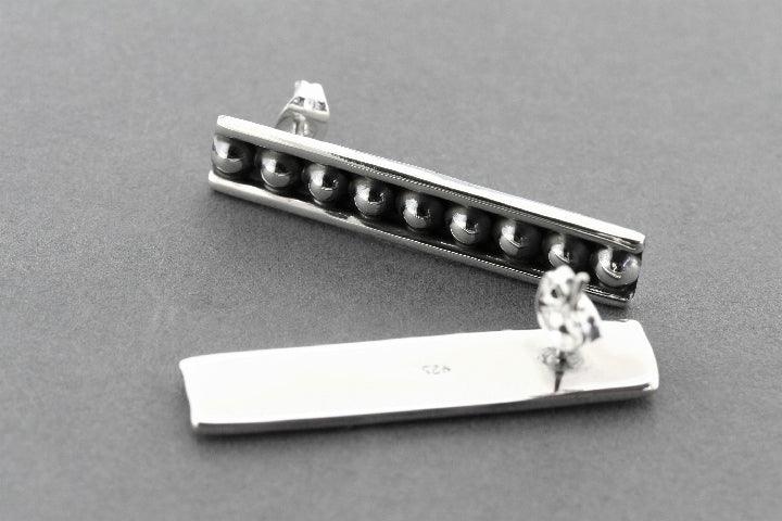 Long Rectangle and Ball Drop Stud Earrings - Sterling Silver Jewelry for Women - Perfect for Parties, Weddings & Everyday Wear