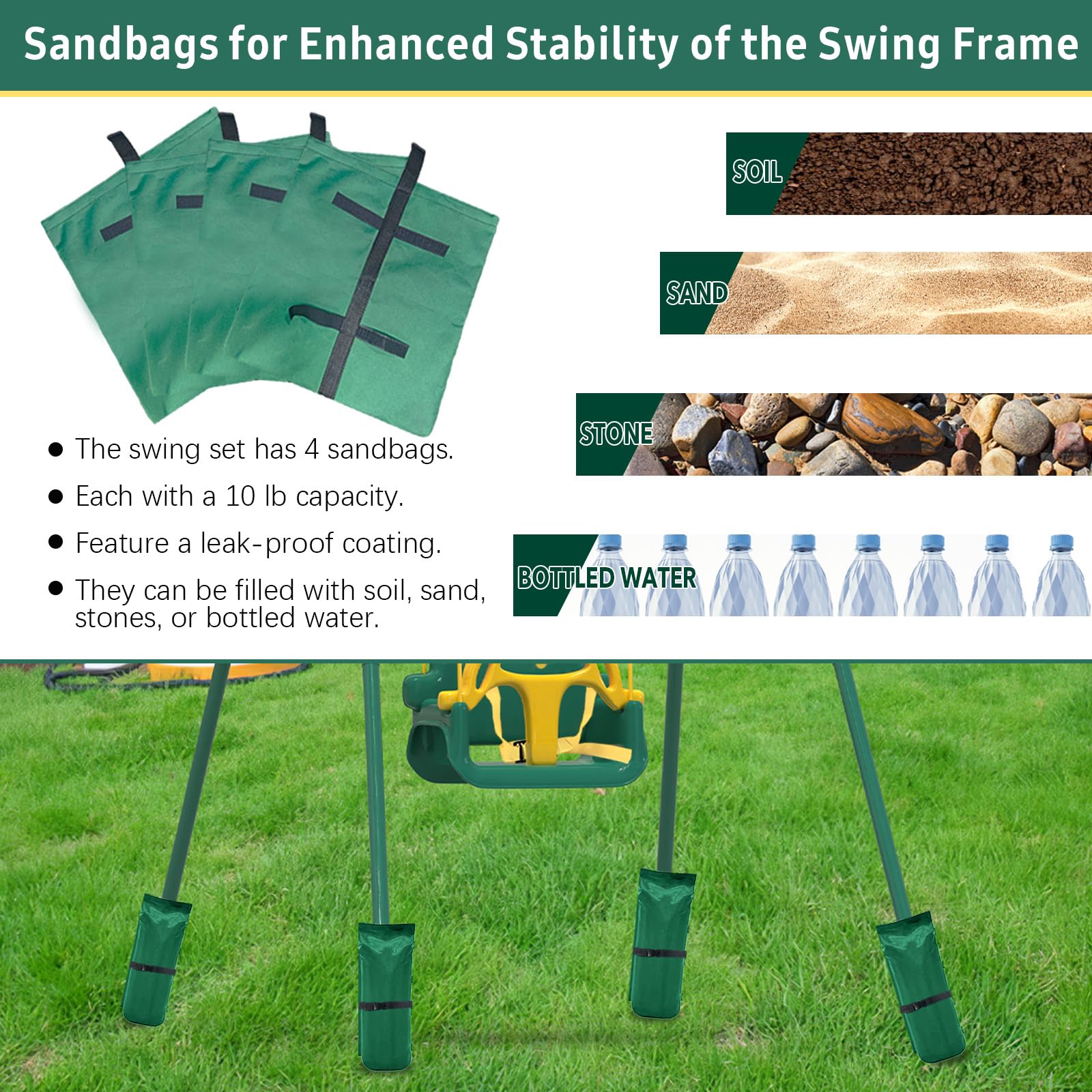 Taleco Gear 2 in 1 Toddler Swing & Baby Jumper with 4 Sandbags for Stability - Foldable Infant Swing for Indoor & Outdoor Use - Easy Installation & Storage - Perfect for Backyards, Parks, and Playrooms