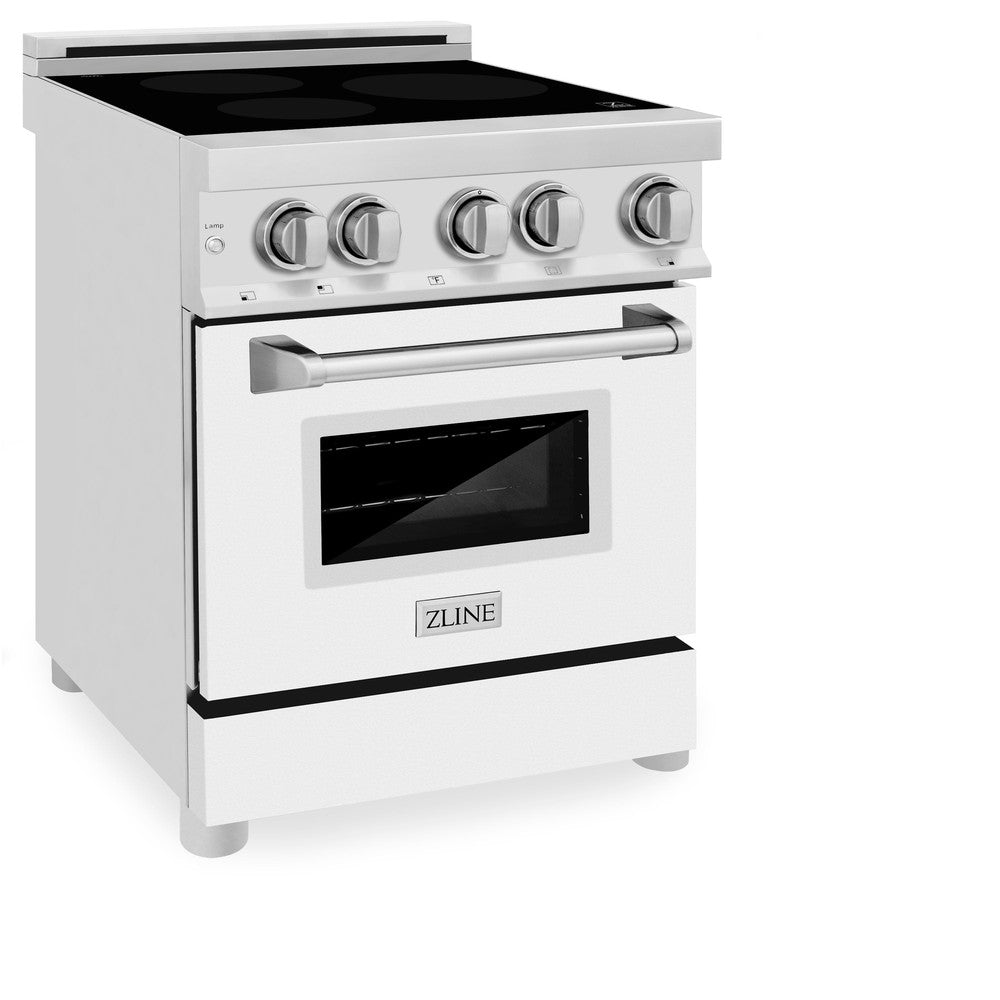 ZLINE 24 Inch 2.8 Cu Ft Legacy Induction Range with 4-Element Cooktop & Electric Oven - Stainless Steel with White Matte Door (RAIND WM 24) | Perfect for Modern Kitchens, Home Chefs & Energy-Efficient Cooking