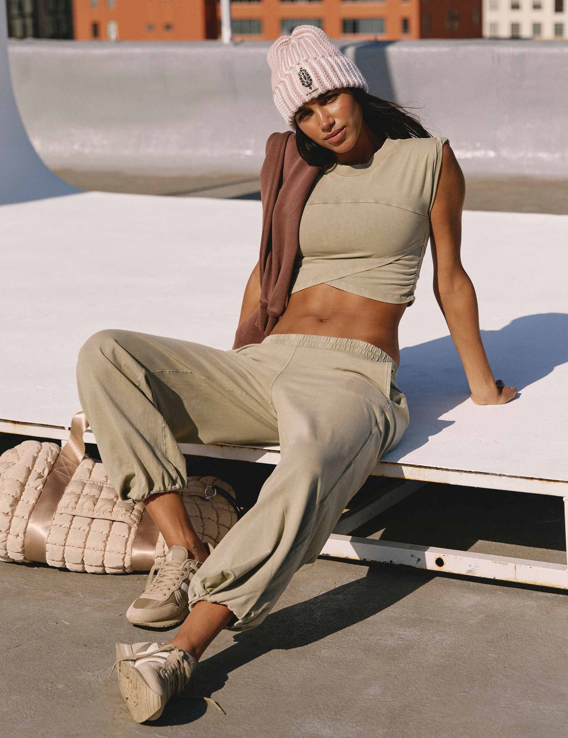 Hot Shot Crossover Set - Sage Stone Color | Stylish Women's Activewear for Yoga, Gym & Casual Wear