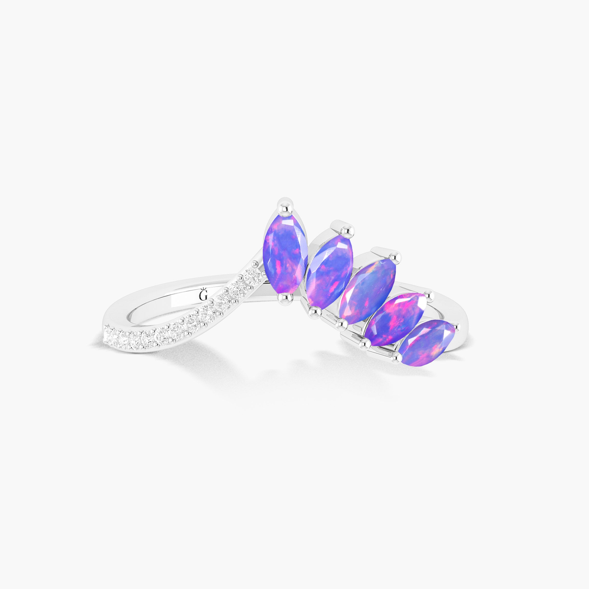 Natural Lavender Fire 5 Marquise Shape Stone Ring - Elegant Dainty Jewelry for Women, Perfect for Weddings, Date Nights & Special Occasions