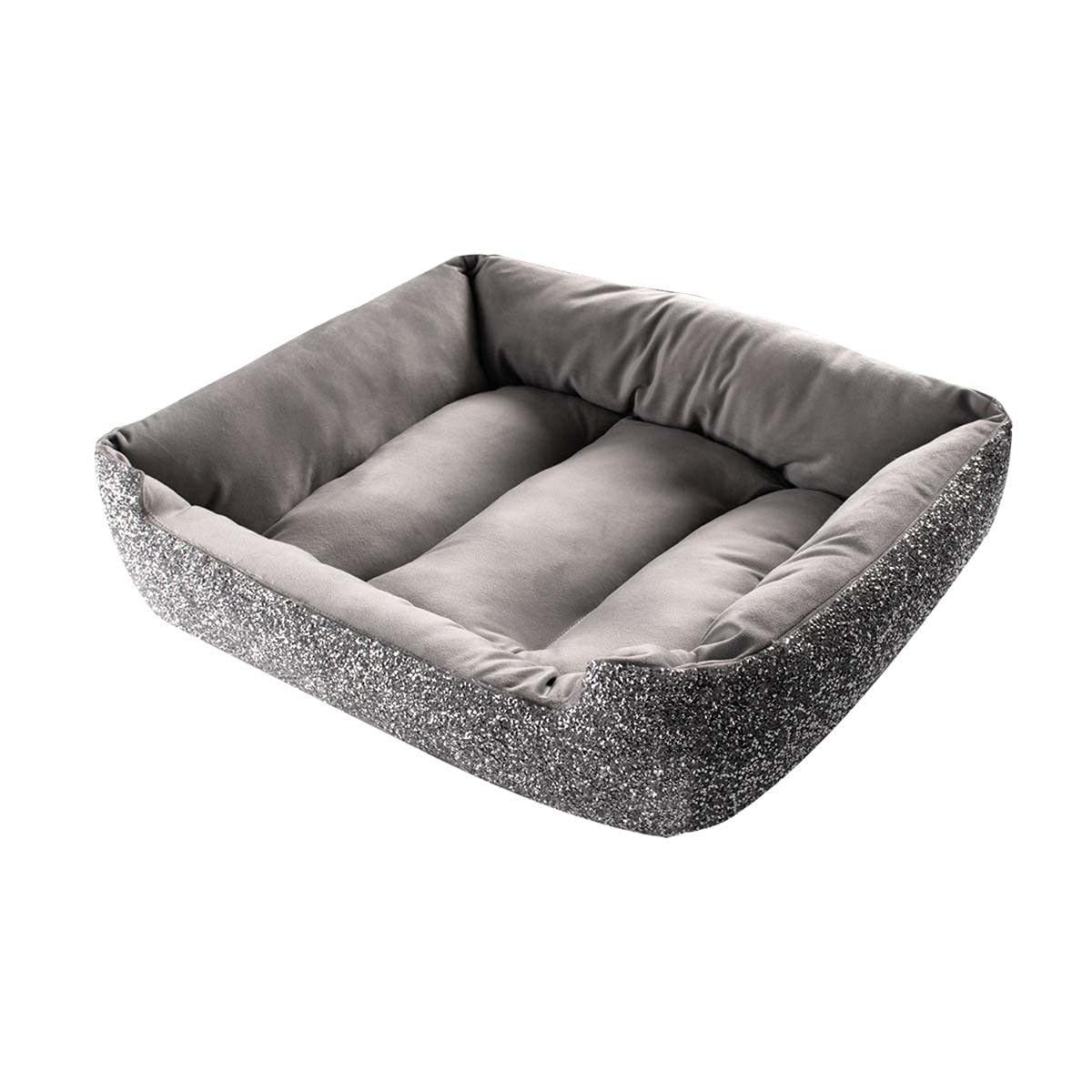 Luxury Sparkling Rhinestone Pet Bed - Soft Velvet Comfort for Dogs & Cats - Large Silver Pet Sofa - Perfect for Lounging & Relaxing at Home