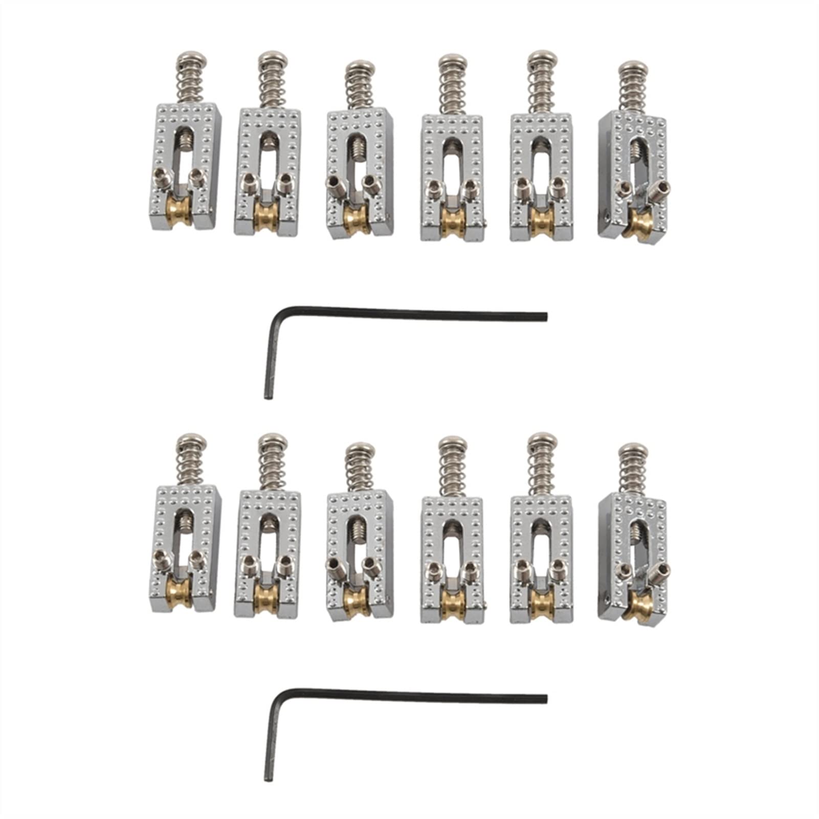 12 Roller Bridge Tremolo Saddles with Wrench for ST/TL Electric Guitar - Chrome Replacement Bridge for Smooth Vibrato & Stable Tuning - Perfect for Rock, Blues & Metal Performances