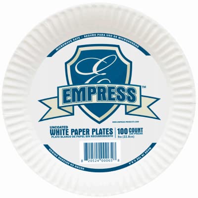 ASPEN E30300 00065 White Uncoated Paper Plates 9-inch (100 Count) - Pack of 12 | Eco-Friendly Disposable Plates for Parties, Picnics & BBQs