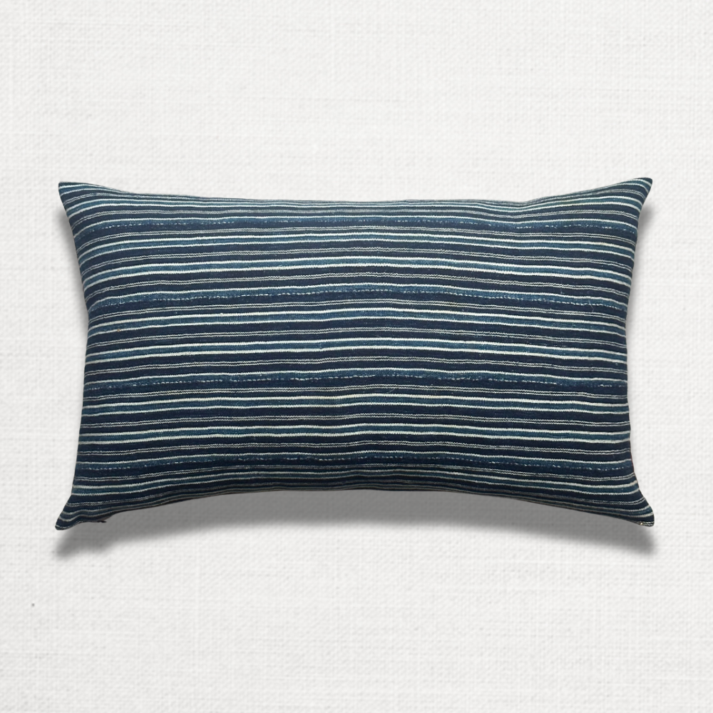 Vintage African Indigo Custom Barbares Aurel Rose Throw Pillow Cover - Handmade Boho Home Decor for Living Room, Bedroom & Sofa (#52)