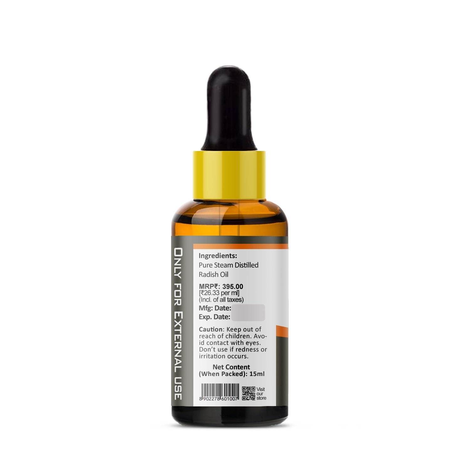 PRZ Cold Pressed Radish Seed Carrier Oil 15ML - 100% Pure Natural Therapeutic Grade for Skin & Hair Care - Perfect for Massage, Aromatherapy & DIY Beauty Products