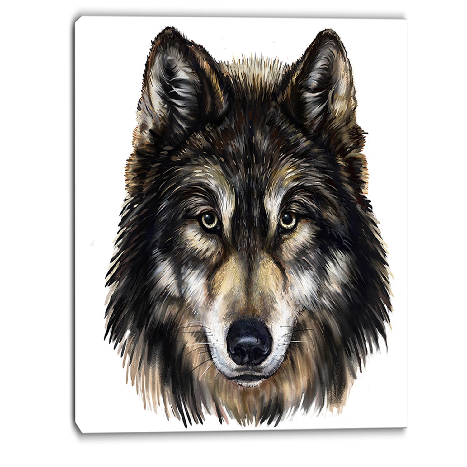 Designart Wolf Head Animal Canvas Art Print - 30x40 Inches, Black Framed Wall Decor - Perfect for Living Room, Bedroom, or Office