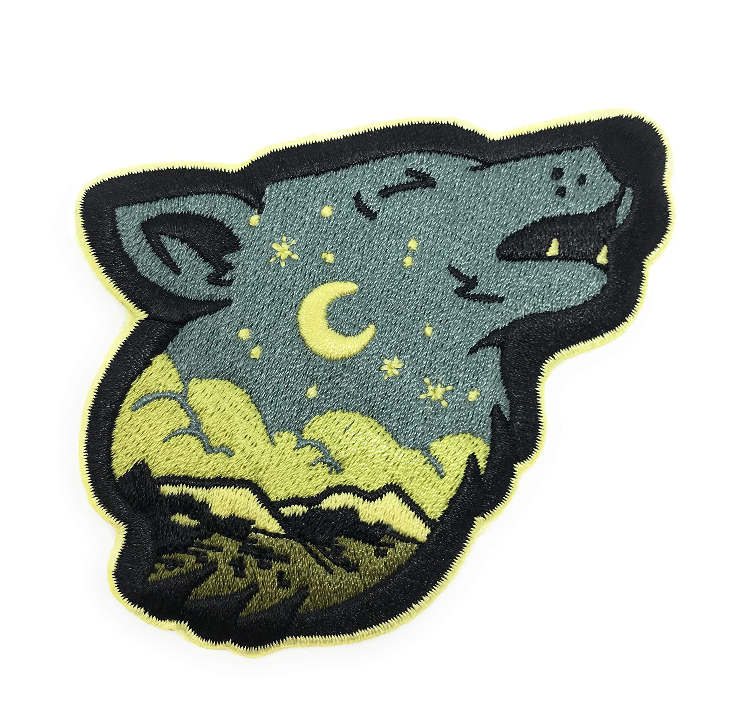 Facespya O'Houlihans Midnight Mountain Wolf Iron On Patch - Embroidered Applique for Jackets, Vests, Backpacks & DIY Crafts