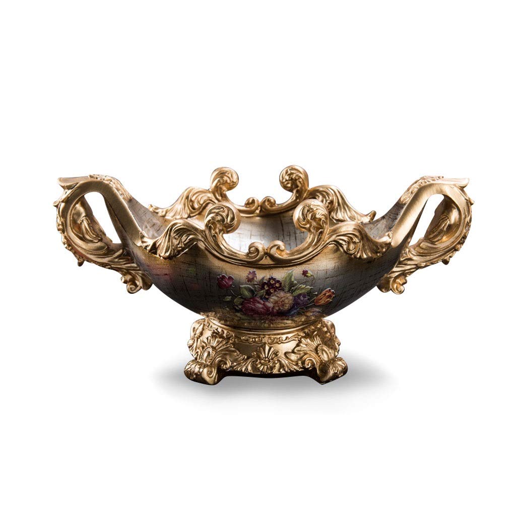 MJWDP European Style Fruit Plate Tray - Elegant Resin Craft Fruit Basket & Tissue Box Holder - Classic Home Decor for Dining Table, Kitchen Counter, Living Room Display