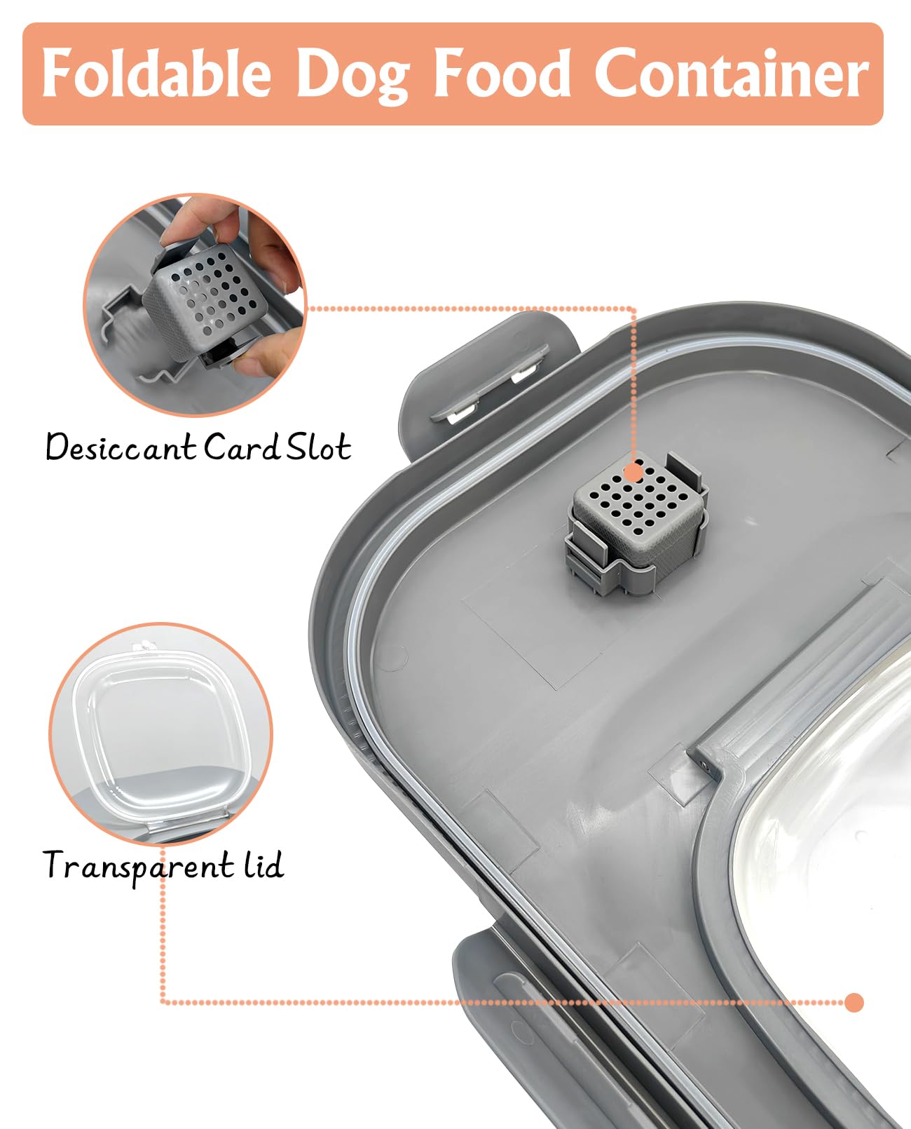 BNOSDM 15-20 Lbs Collapsible Dog Food Storage Container - Airtight Pet Food Bin with Folding Bowl, Measuring Cup & Scoop - Portable Dry Food Dispenser for Dogs & Cats - Perfect for Kitchen, Travel & Outdoor Use