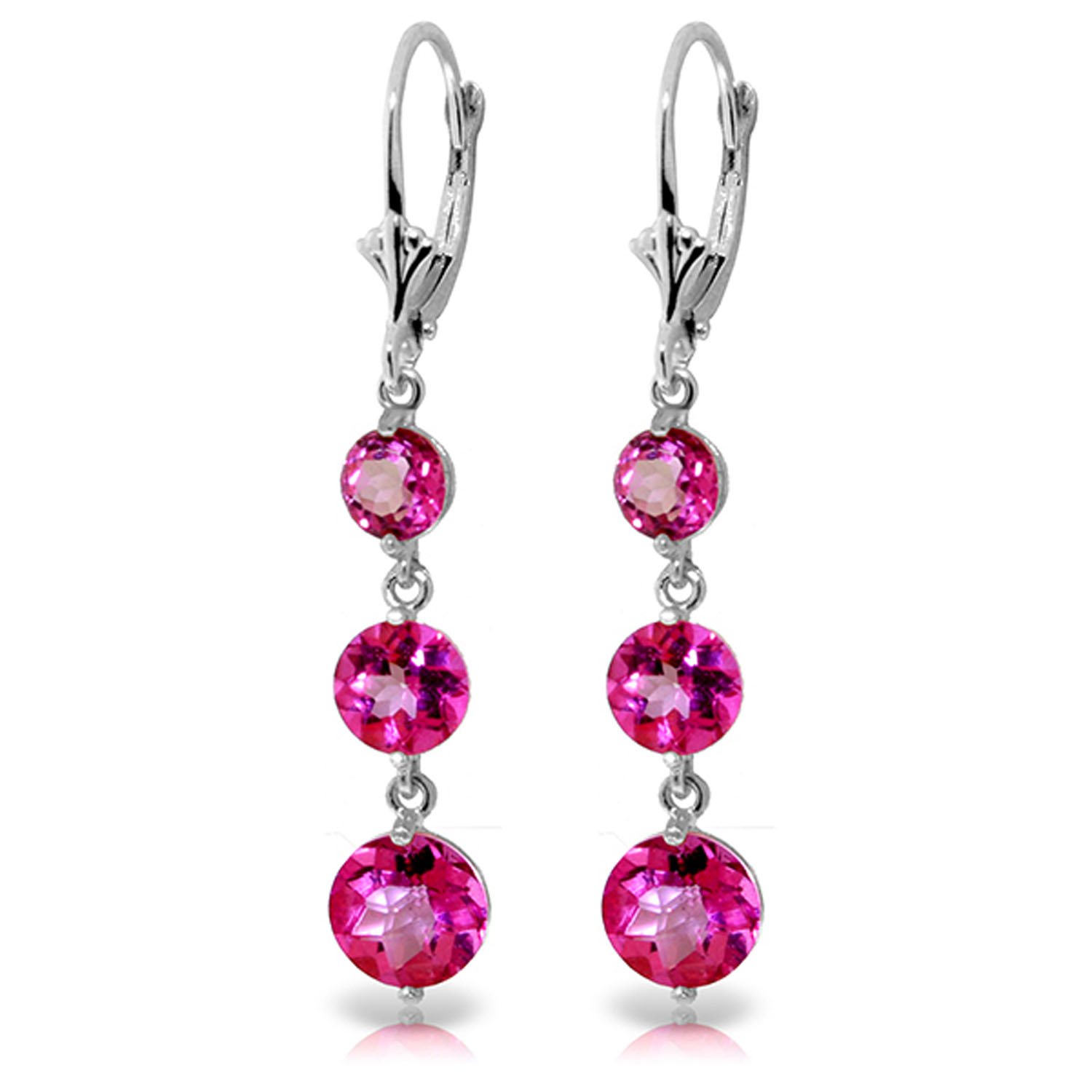 14K White Gold Pink Topaz Chandelier Earrings for Women – Elegant Dangling Earrings for Parties, Weddings & Special Occasions