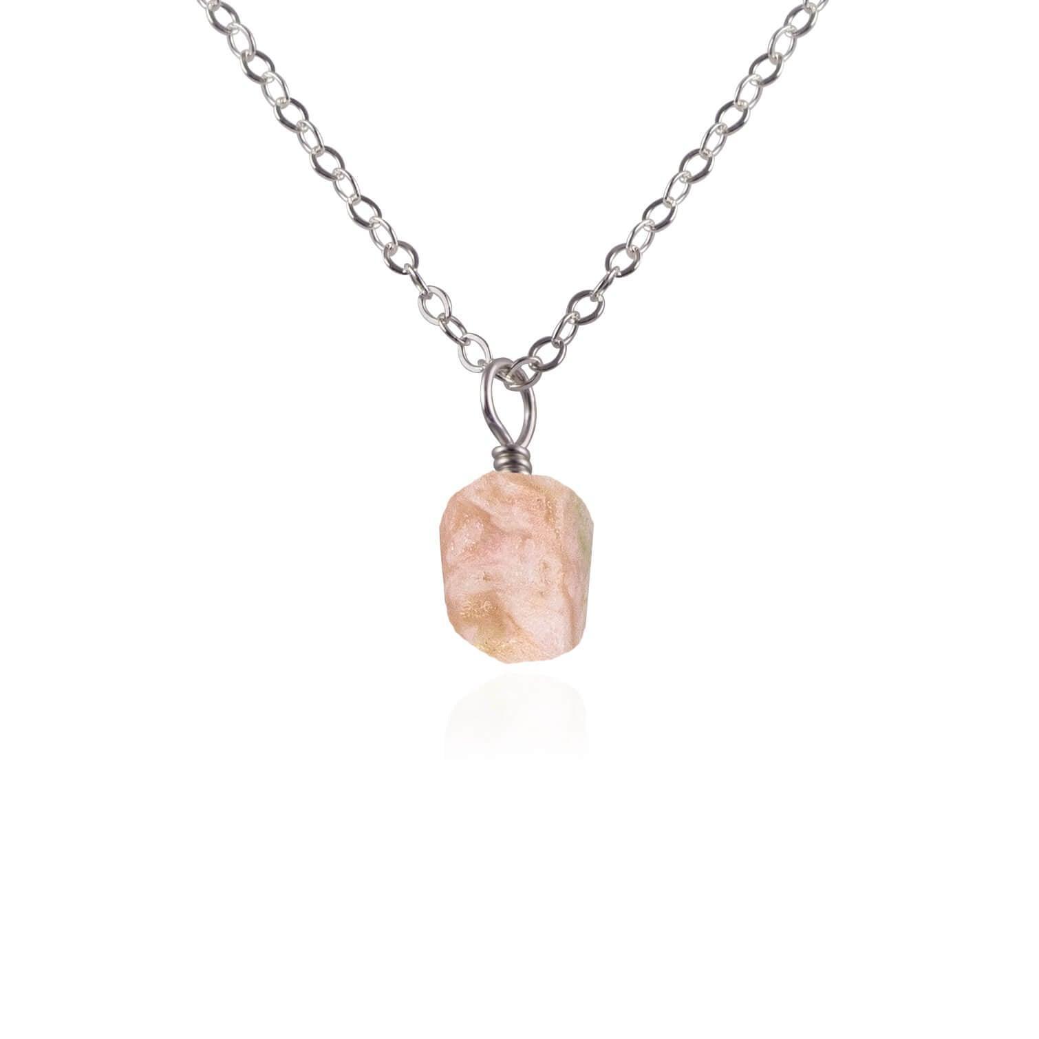 Tiny Raw Pink Peruvian Opal Pendant Necklace - Handmade Natural Gemstone Jewelry for Women - Perfect for Boho Style, Spiritual Healing & Everyday Wear