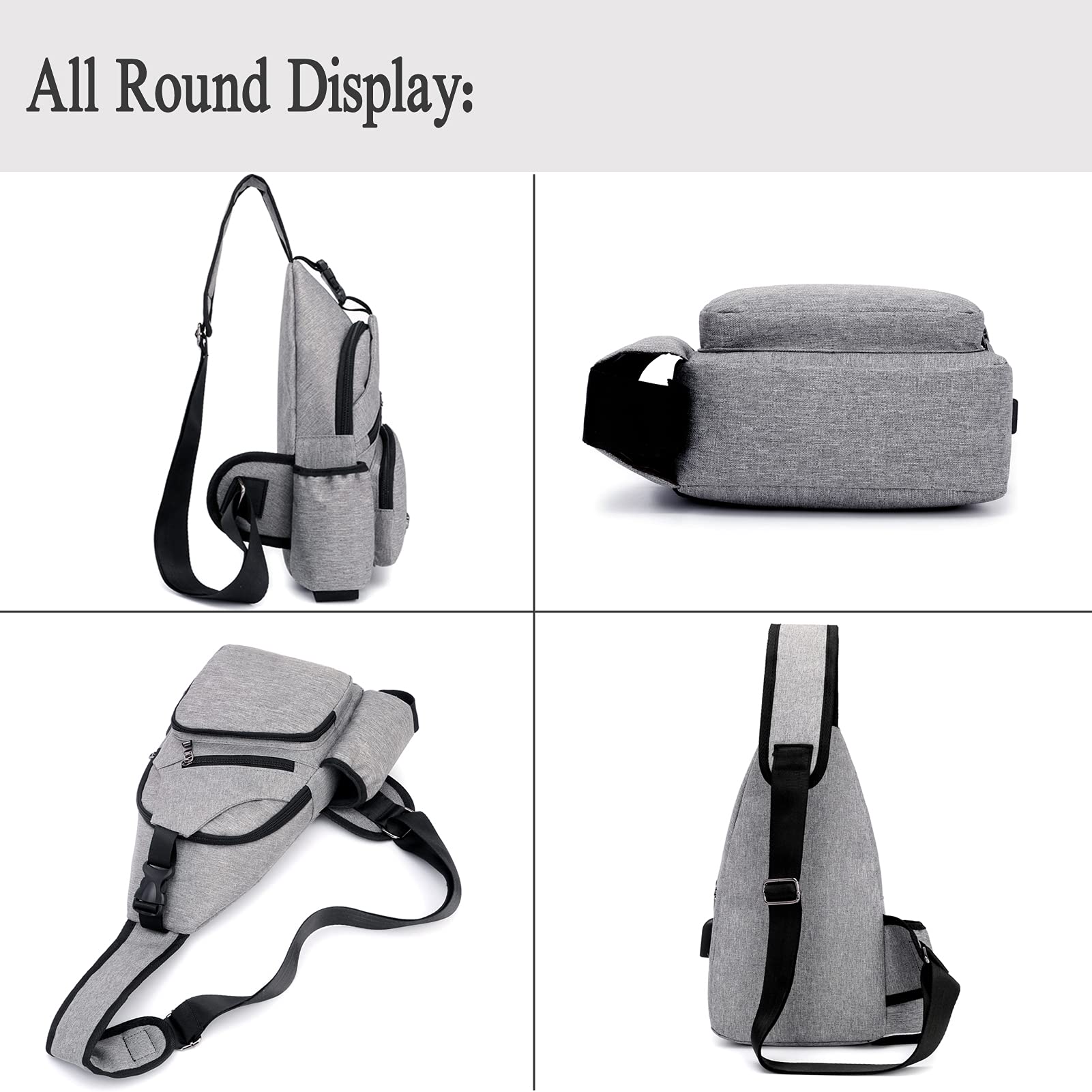 Stylish Unisex Sling Bag with USB Charging Port - Lightweight Shoulder Backpack & Crossbody Daypack for Women & Men - Perfect for Travel, Hiking, Commuting & Everyday Use