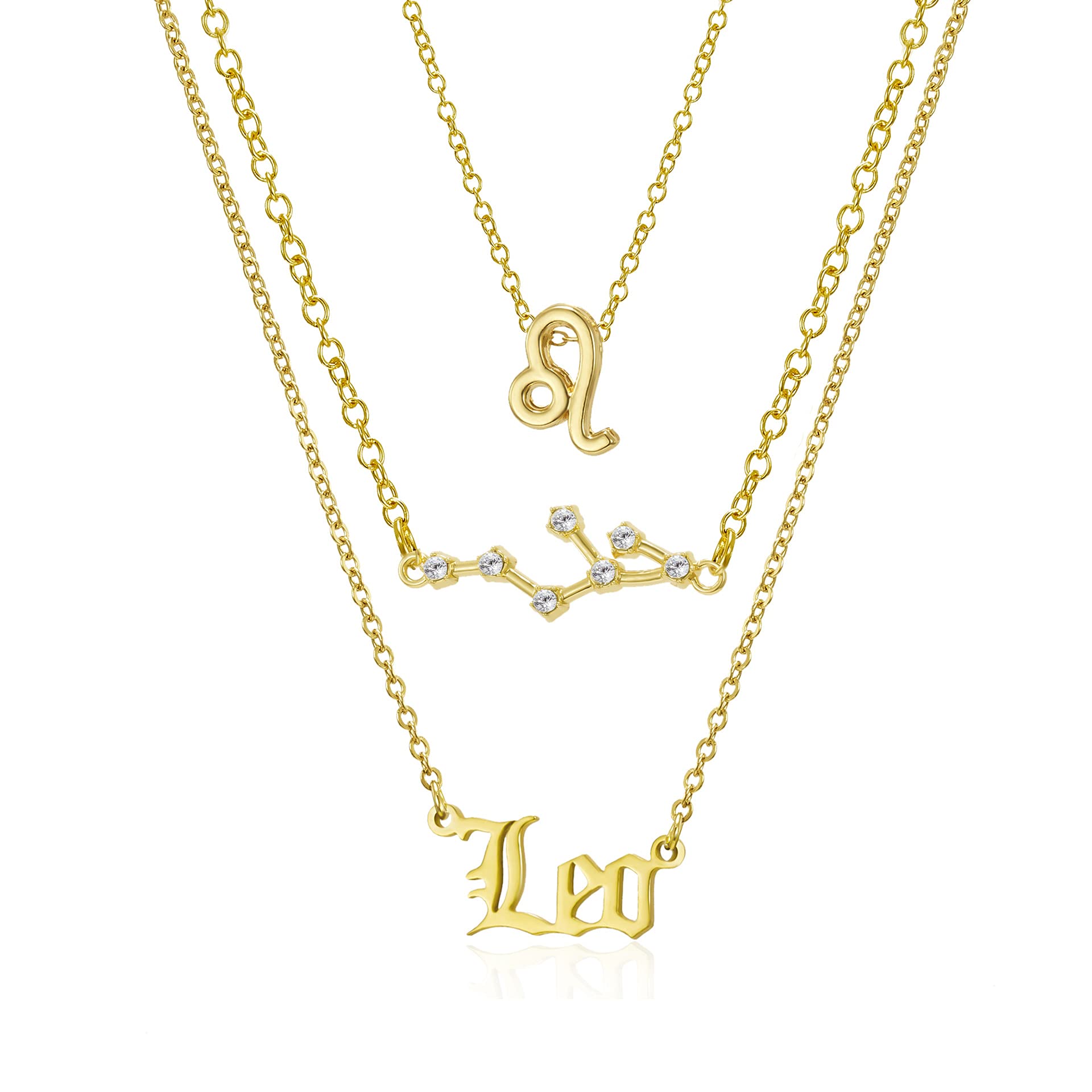 3Pcs Zodiac Sign Layered Choker Necklace Set - 12 Constellation Horoscope Astrology Pendant Necklaces with Message Card for Women | Birthday Gift, Party Wear, Everyday Fashion Jewelry