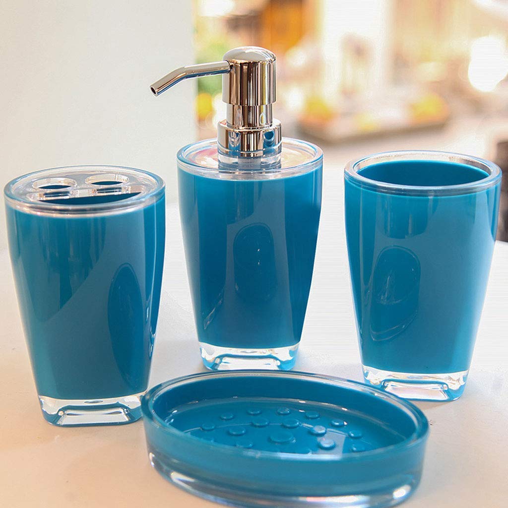 4-Piece Acrylic Bathroom Accessory Set - Modern Soap Dish, Toothbrush Holder, Soap Dispenser & Rinse Cup - Perfect for Home Decor and Housewarming Gifts | Ideal for Bathroom Organization and Stylish Home Upgrade