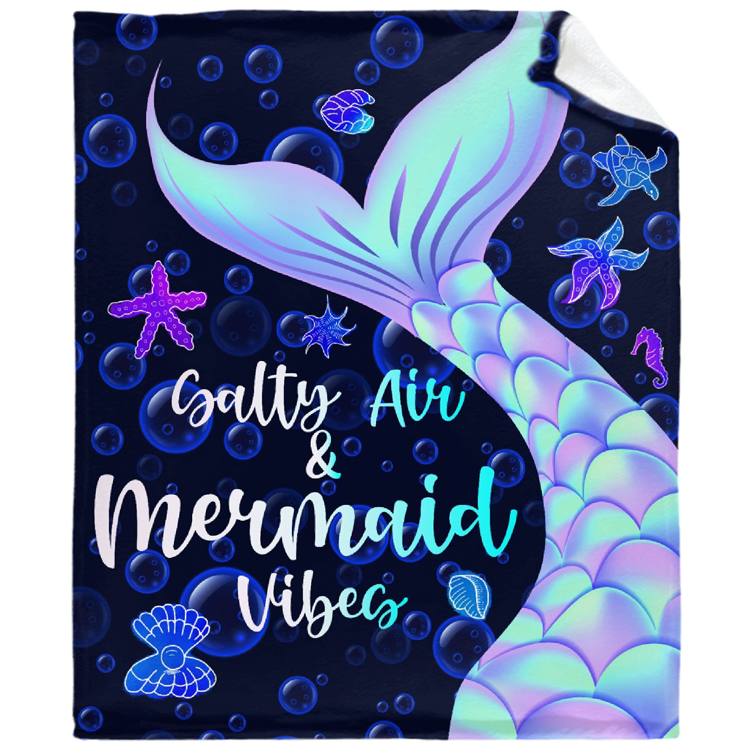 **Soft Cozy Mermaid Tail Scales Blanket - Glitter Crystal Velvet Throw Blanket for Women, Girls & Mom - XL 120